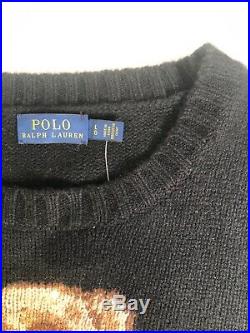 Polo Ralph Lauren Bear LIMITED EDITION Wool Knitted Sweater Black Size Medium