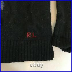 Polo Ralph Lauren Bear Sweater Womens Medium Black Pullover Wool Tuxedo Jeans