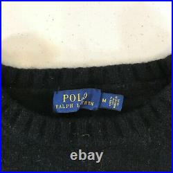 Polo Ralph Lauren Bear Sweater Womens Medium Black Pullover Wool Tuxedo Jeans