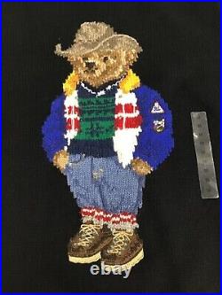 Polo Ralph Lauren Black Bear Roll-neck wool Knit Jumper Sweater Size Medium