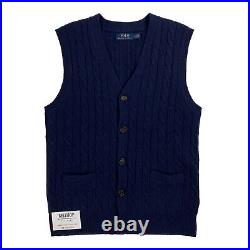 Polo Ralph Lauren Cable Knit Cardigan Sweater Tank Top Wool Cashmere Medium M