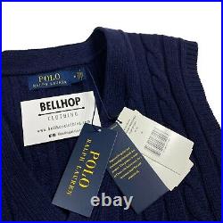 Polo Ralph Lauren Cable Knit Cardigan Sweater Tank Top Wool Cashmere Medium M