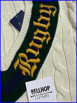 Polo Ralph Lauren Cable Knit Sweater Cricket Jumper Polo Rugby Medium M