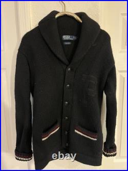 Polo Ralph Lauren Cardigan Mens Letterman Varsity Wool Knit Thick Sz M