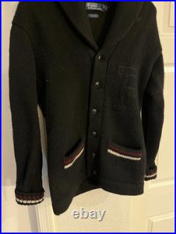 Polo Ralph Lauren Cardigan Mens Letterman Varsity Wool Knit Thick Sz M