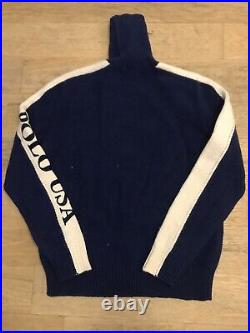 Polo Ralph Lauren Crest Cookie Downhill Skier Wool Turtleneck Sweater Size M