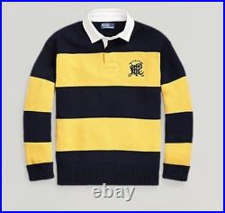 Polo Ralph Lauren Crest Striped Cotton Rugby Sweater Men's Size M