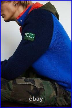 Polo Ralph Lauren Hi Tech 93 Colorblocked Hybrid Knit Hoodie Sweater Stadium CP