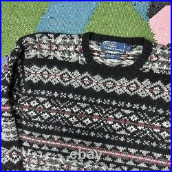 Polo Ralph Lauren Knit Jumper Sweater, Fair Isle Rare, Lambswool, Mens Medium