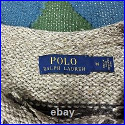 Polo Ralph Lauren Knit Jumper Sweater Fair Isle Rare Mulberry Silk, Mens Medium