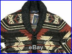Polo Ralph Lauren M Aztec Southwest Beacon Native Cotton Shawl Cardigan Sweater