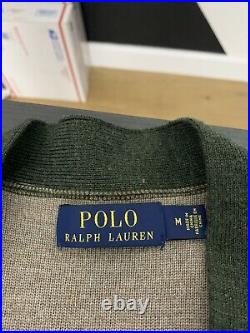 Polo Ralph Lauren Medium Camo Cardigan Sweater RRL P Wing Rugby Tiger Letterman