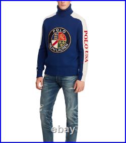 Polo Ralph Lauren Men 100% Wool Cookie Crest Ski 92 Turtle Neck Sweater S M L