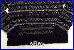 Polo Ralph Lauren Men 100% Wool Fair Isle Nordic Turtleneck Slim Knit Sweater M