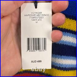 Polo Ralph Lauren Men Medium 100% Gauge Wool Vibrant Rainbow Striped Sweater NEW