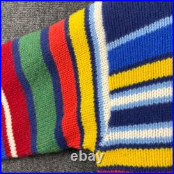 Polo Ralph Lauren Men Medium 100% Gauge Wool Vibrant Rainbow Striped Sweater NEW