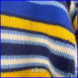 Polo Ralph Lauren Men Medium 100% Gauge Wool Vibrant Rainbow Striped Sweater NEW