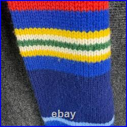 Polo Ralph Lauren Men Medium 100% Gauge Wool Vibrant Rainbow Striped Sweater NEW