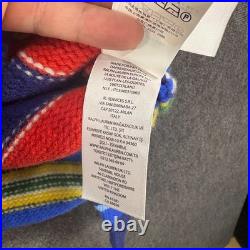 Polo Ralph Lauren Men Medium 100% Gauge Wool Vibrant Rainbow Striped Sweater NEW