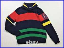 Polo Ralph Lauren Men USA Flag Yacht Big P Patch Color-Blocked Shawl Sweater