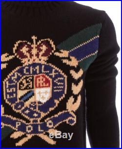 Polo Ralph Lauren Men Vtg Retro Wool Crest Intarsia Ski Turtleneck Knit Sweater