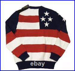 Polo Ralph Lauren Men's Big Pony Americana Flag CrewNeck Sweater Size MEDIUM NWT