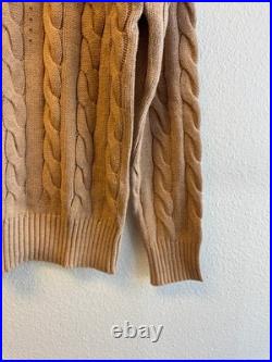 Polo Ralph Lauren Men's Cotton Cable Knit Crew Sweater Brown Navy Pony Size S-M