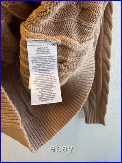 Polo Ralph Lauren Men's Cotton Cable Knit Crew Sweater Brown Navy Pony Size S-M