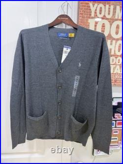 Polo Ralph Lauren Men's Merino Wool Cardigan Sweater Size M Charcoal Gray NWT