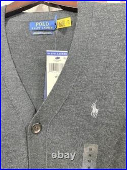 Polo Ralph Lauren Men's Merino Wool Cardigan Sweater Size M Charcoal Gray NWT