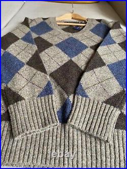 Polo Ralph Lauren Mens Argyle Diamond Check Bear Lambs Wool Sweater Jumper