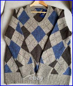 Polo Ralph Lauren Mens Argyle Diamond Check Bear Lambs Wool Sweater Jumper