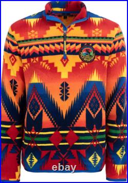 Polo Ralph Lauren Mens Southwestern Aztec Fleece Geometric Print Sweater-Size M