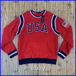 Polo Ralph Lauren Mens Sweater Red Size Medium Fleece Jumper USA