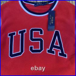 Polo Ralph Lauren Mens Sweater Red Size Medium Fleece Jumper USA