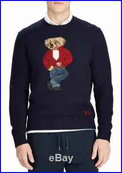 Polo Ralph Lauren Navy 50th Anniversary James Dean Denim Bear Wool Knit Sweater