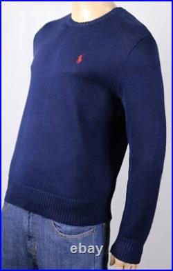 Polo Ralph Lauren Navy Blue Crewneck Hemp Sweater Red Pony NWT $200