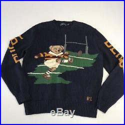 Polo Ralph Lauren Navy Rugby Polo Bear Men's MEDIUM Graphic Pullover Sweater