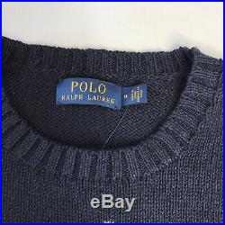 Polo Ralph Lauren Navy Rugby Polo Bear Men's MEDIUM Graphic Pullover Sweater