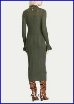 Polo Ralph Lauren Pointelle Wool Sweater Dress Olive Green Size Small NWT $298