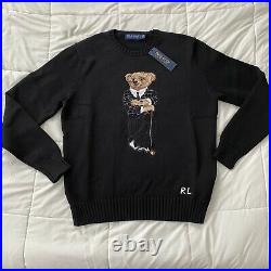 Polo Ralph Lauren Polo Golf Bear Crewneck Knit Sweater Black Size Medium NEW