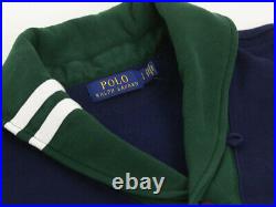 Polo Ralph Lauren Shawl Sweatshirt Cardigan Sweater w / Emblem Navy/Green/White