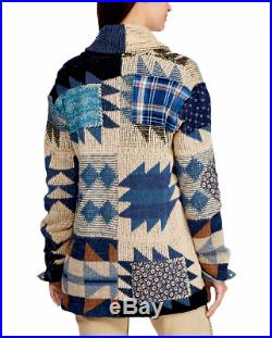 Polo Ralph Lauren Southwestern Indian Aztec Patchwork Knit Sweater Cardigan