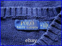 Polo Ralph Lauren Sweater Jumper Bear Intarsia Navy Knit Varsity RARE M