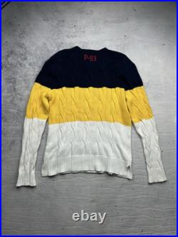 Polo Ralph Lauren Sweater Jumper CP-93 Sailing Cable Knit Striped Yacht RARE M