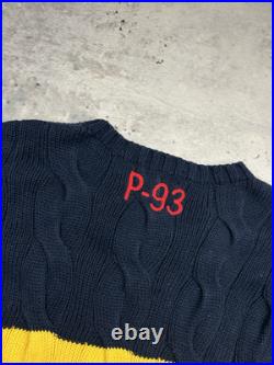 Polo Ralph Lauren Sweater Jumper CP-93 Sailing Cable Knit Striped Yacht RARE M