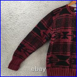 Polo Ralph Lauren Sweater Mens M Black Red Knit Long Sleeve Crew Neck Pullover