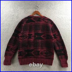 Polo Ralph Lauren Sweater Mens M Black Red Knit Long Sleeve Crew Neck Pullover