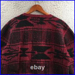 Polo Ralph Lauren Sweater Mens M Black Red Knit Long Sleeve Crew Neck Pullover