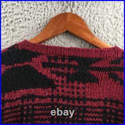 Polo Ralph Lauren Sweater Mens M Black Red Knit Long Sleeve Crew Neck Pullover